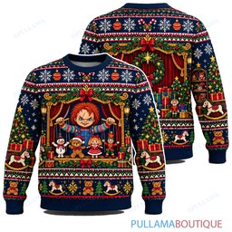 Chucky Holiday Puppet Theater ugly christmas sweater