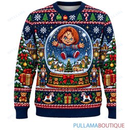 Chucky Christmas Snow Globe ugly christmas sweater