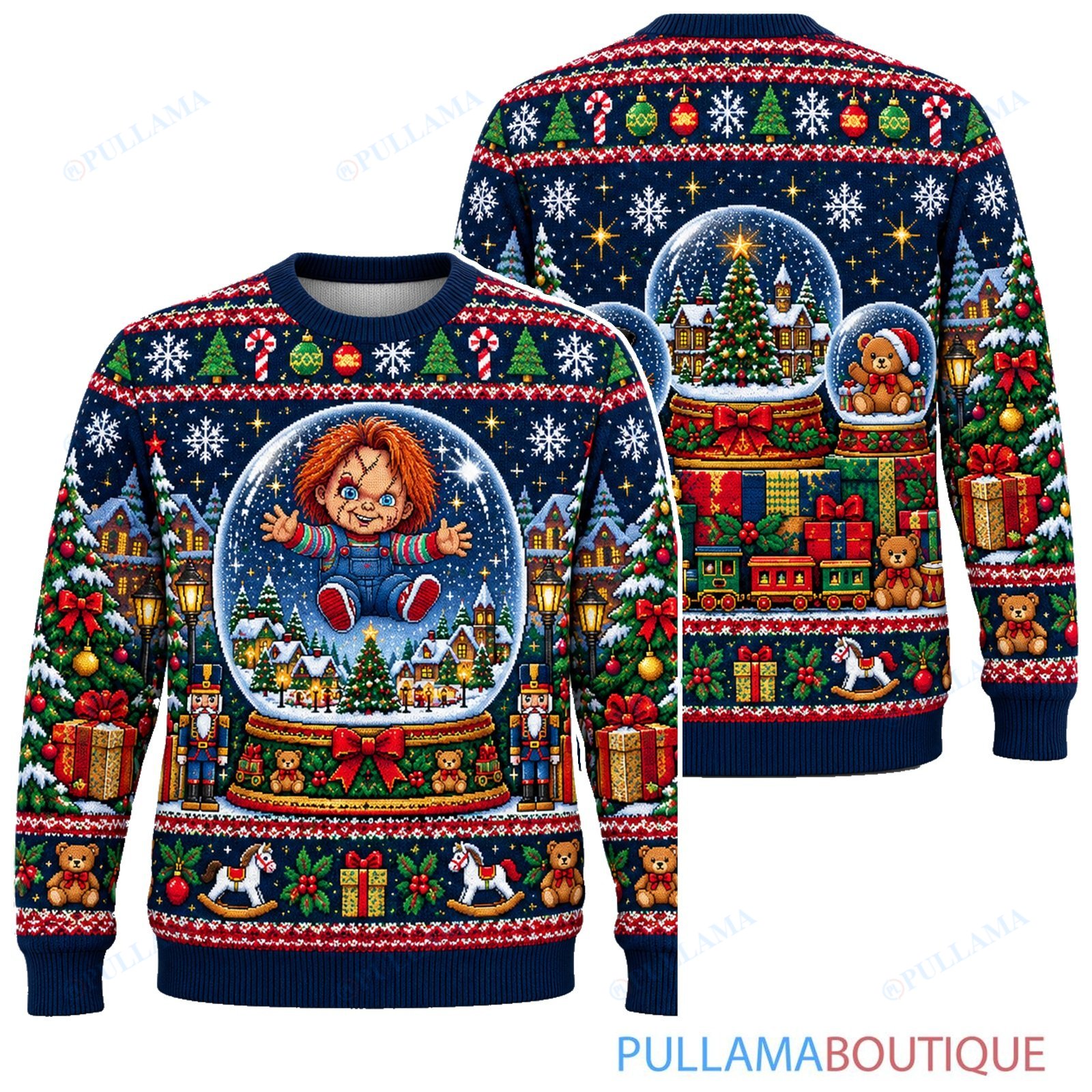 Chucky Christmas Snow Globe ugly christmas sweater