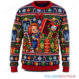 Chucky Jack in the Box Surprise ugly christmas sweater