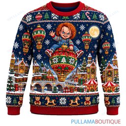 Chucky Holiday Hot Air Balloon ugly christmas sweater