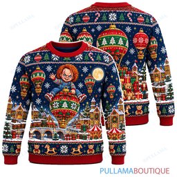 Chucky Holiday Hot Air Balloon ugly christmas sweater