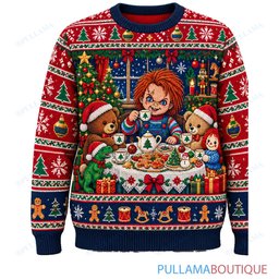 Chucky Holiday Dinner Feast ugly christmas sweater