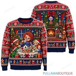 Chucky Holiday Dinner Feast ugly christmas sweater