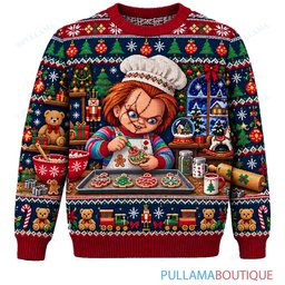Chucky Holiday Cookie Baking ugly christmas sweater