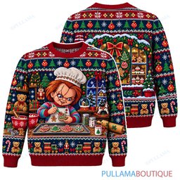 Chucky Holiday Cookie Baking ugly christmas sweater