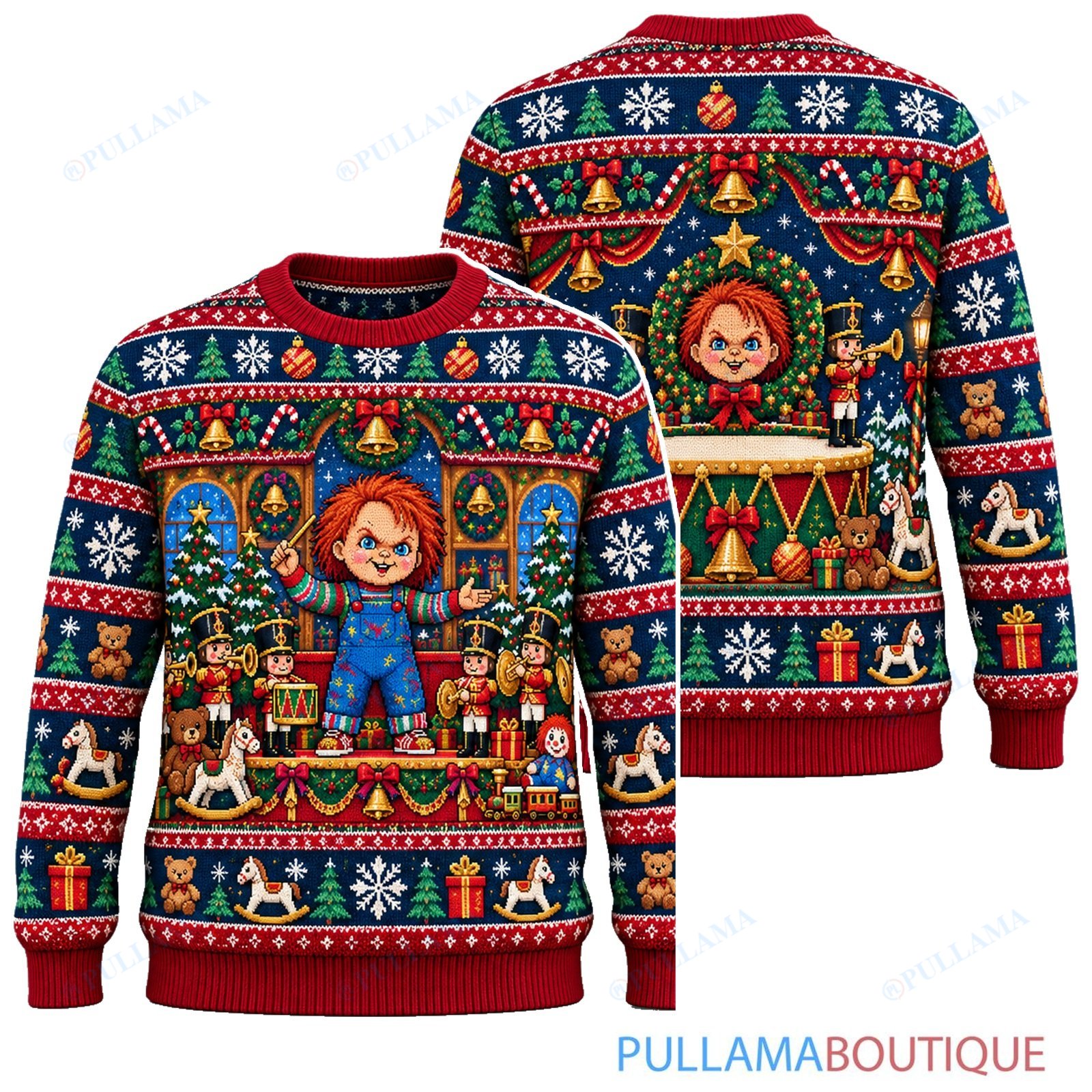 Chucky Holiday Toy Orchestra ugly christmas sweater