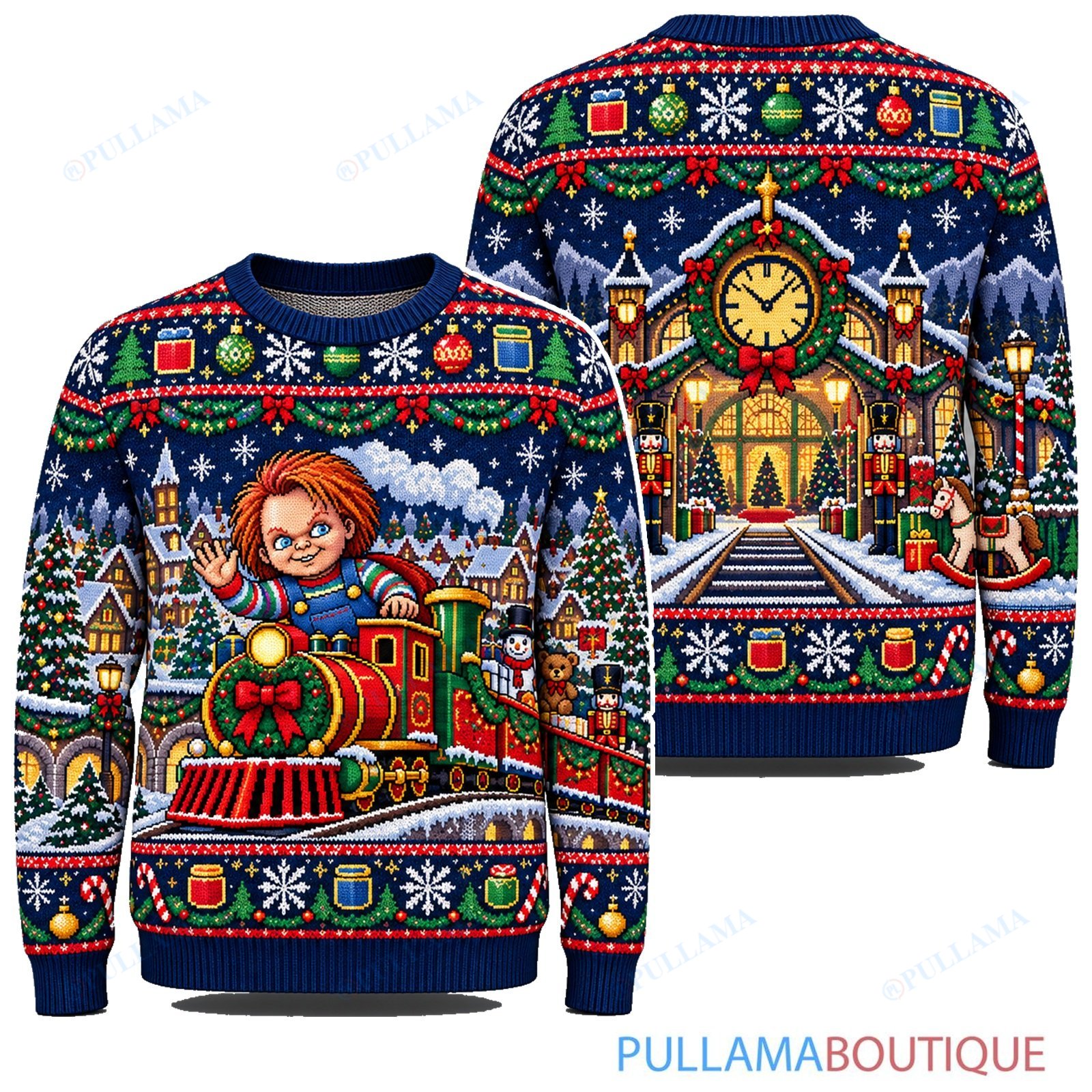 Chucky Christmas Express Train ugly christmas sweater