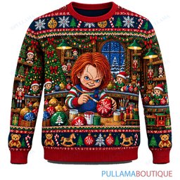 Chucky Holiday Ornament Workshop ugly christmas sweater