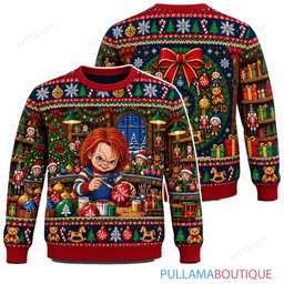 Chucky Holiday Ornament Workshop ugly christmas sweater