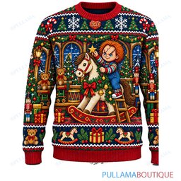 Chucky Rocking Horse Christmas ugly christmas sweater