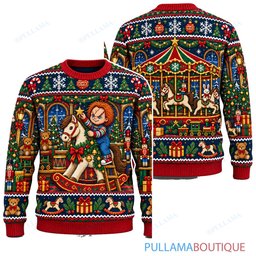 Chucky Rocking Horse Christmas ugly christmas sweater