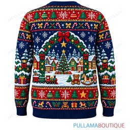 Chucky Snowy Village Gift Delivery ugly christmas sweater
