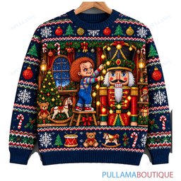 Chucky Nutcracker Toy Workshop ugly christmas sweater