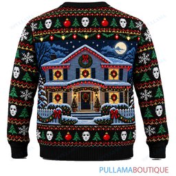 Michael Myers Christmas Lights Decorating ugly christmas sweater