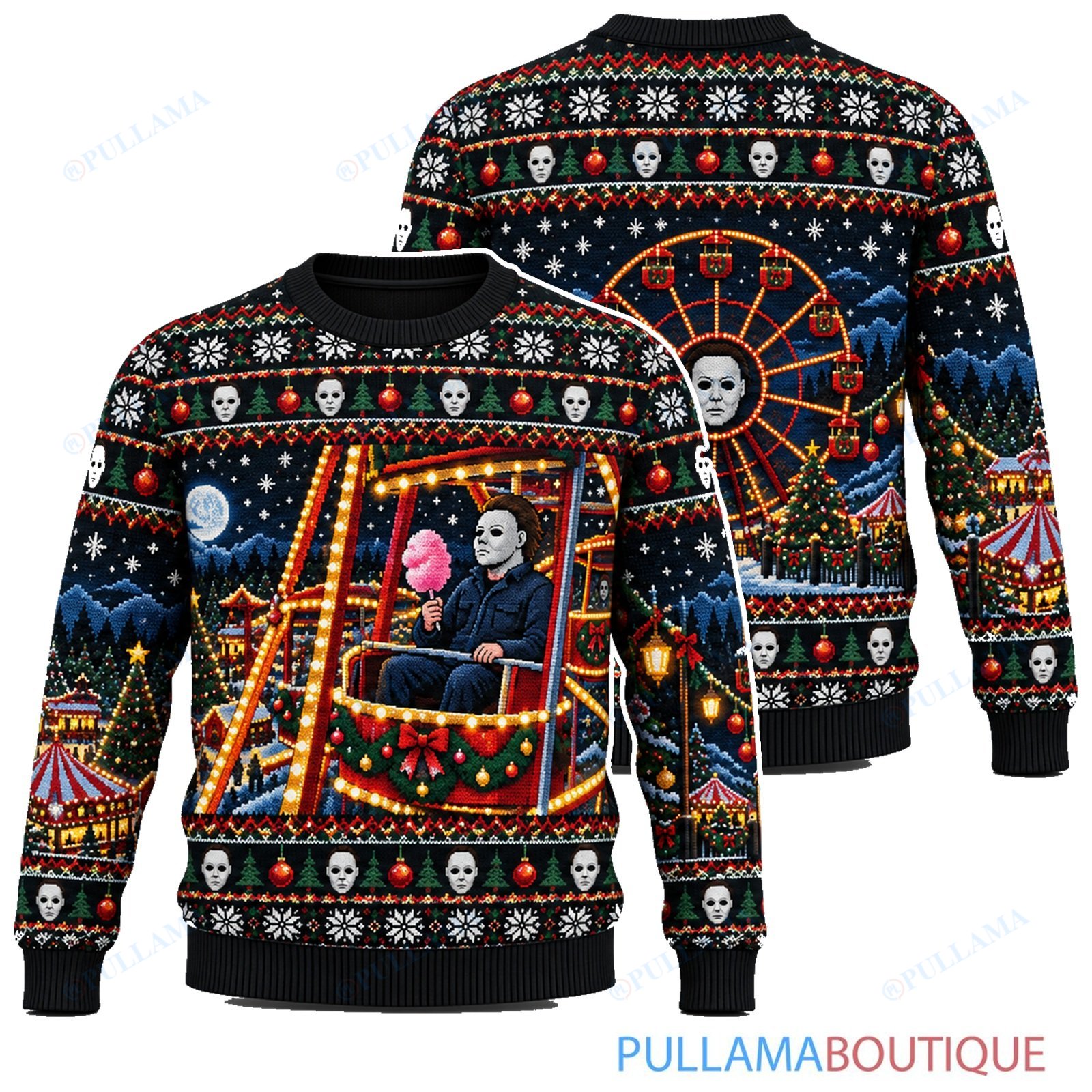 Michael Myers Holiday Ferris Wheel ugly christmas sweater