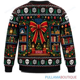 Michael Myers Christmas Gift Wrapping ugly christmas sweater