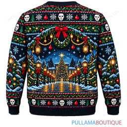 Michael Myers Holiday Doorway Forest ugly christmas sweater