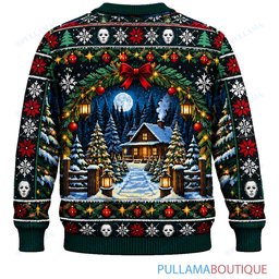 Michael Myers Moonlit Cabin Gift Delivery ugly christmas sweater