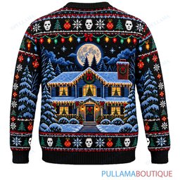 Michael Myers Rooftop Christmas Lights ugly christmas sweater