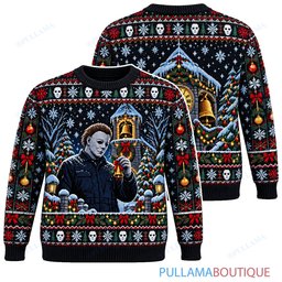 Michael Myers Christmas Clock Tower ugly christmas sweater