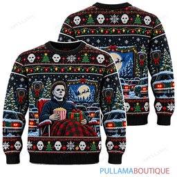 Michael Myers Christmas Drive In Movie ugly christmas sweater