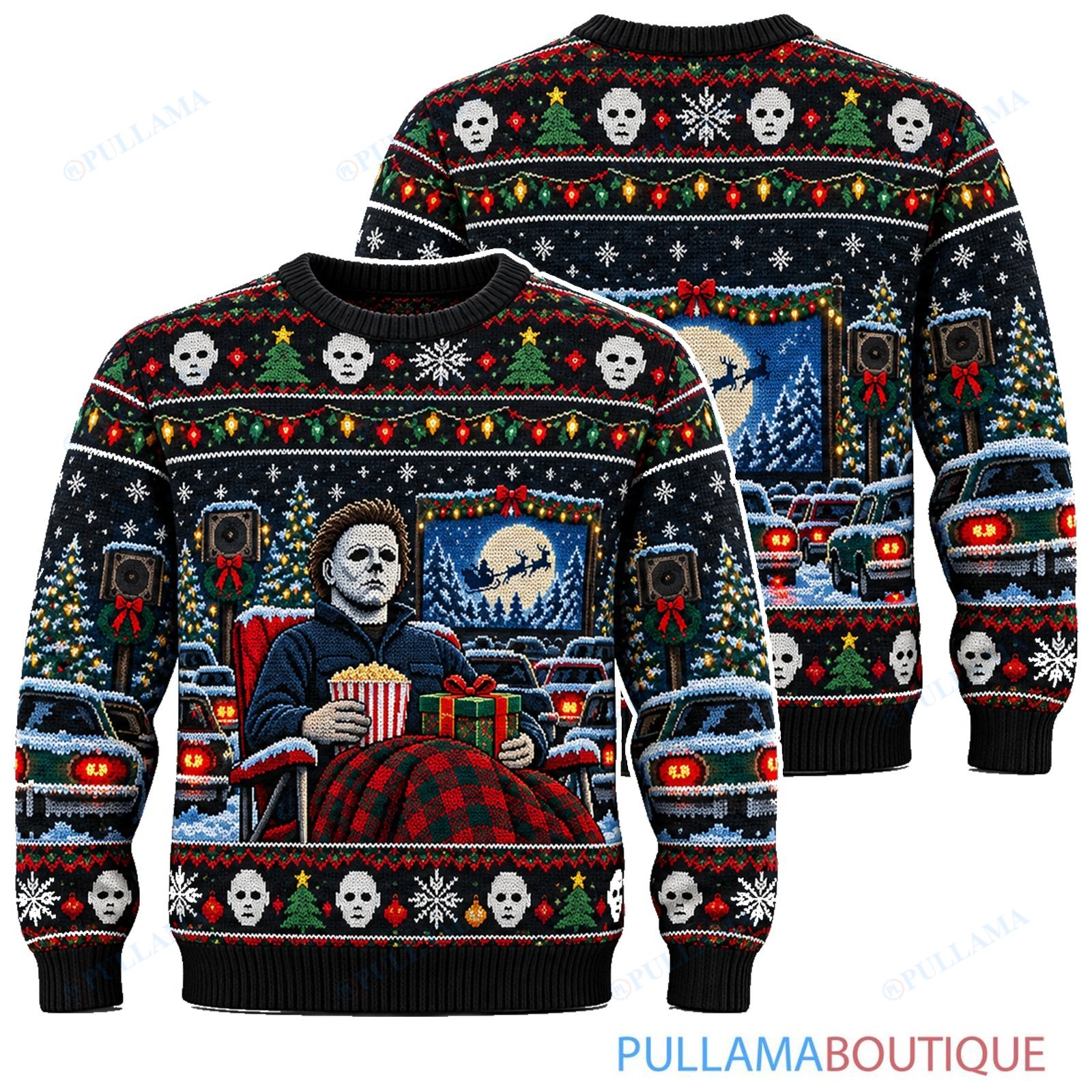 Michael Myers Christmas Drive In Movie ugly christmas sweater