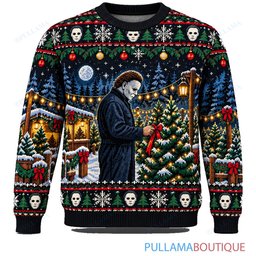 Michael Myers Holiday Lantern Walk ugly christmas sweater