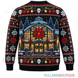 Michael Myers Poinsettia Greenhouse ugly christmas sweater