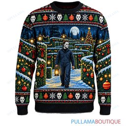 Michael Myers Christmas Hedge Maze ugly christmas sweater