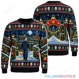 Michael Myers Christmas Hedge Maze ugly christmas sweater