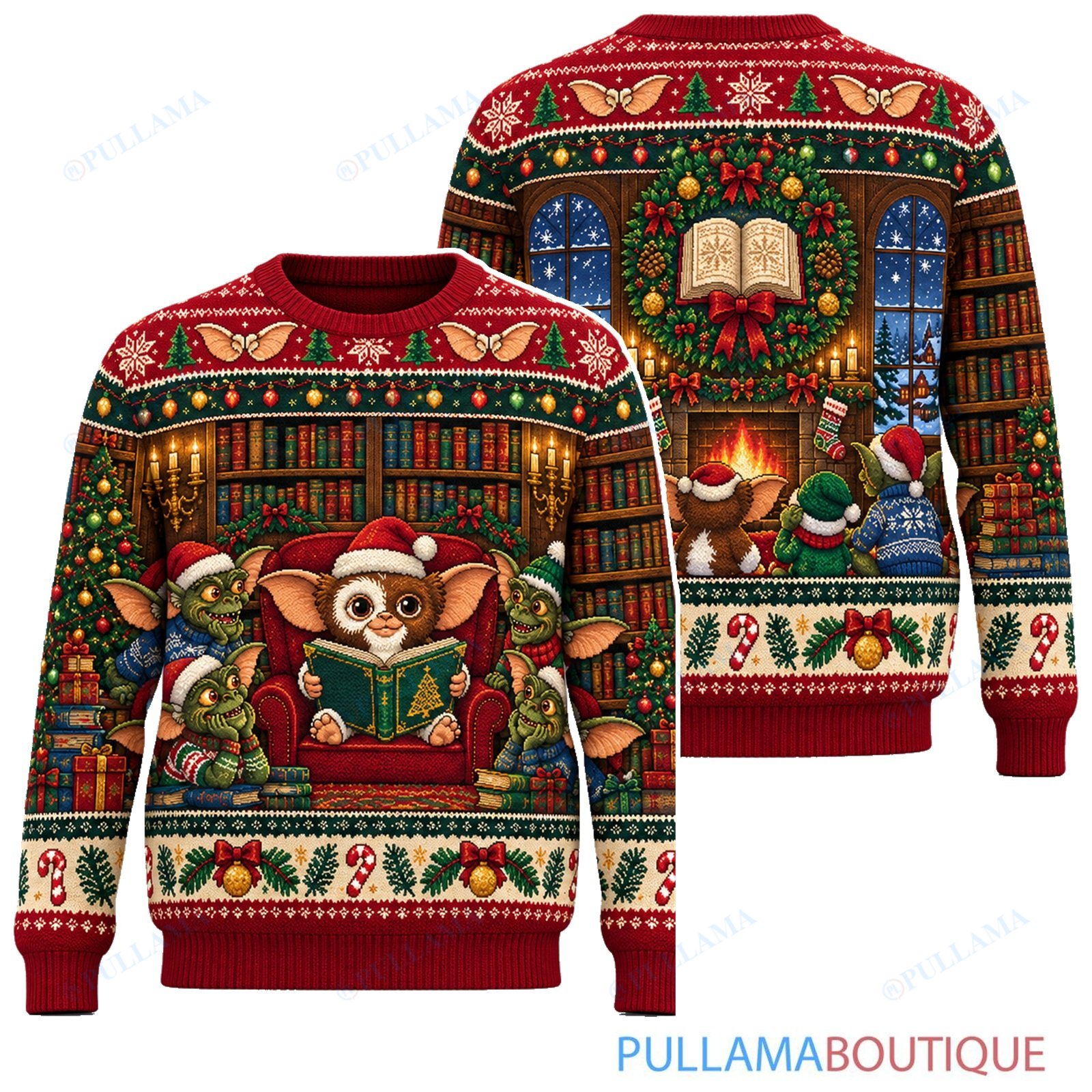 Gremlins Christmas Storybook Library ugly christmas sweater