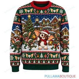 Gremlins Snowy Village Gift Walk ugly christmas sweater