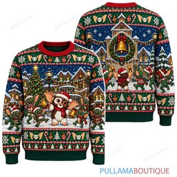 Gremlins Snowy Village Gift Walk ugly christmas sweater