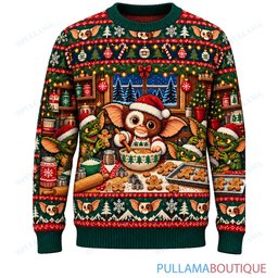 Gremlins Gingerbread Cookie Bakery ugly christmas sweater