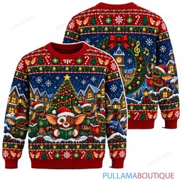 Gremlins Town Square Christmas Party ugly christmas sweater