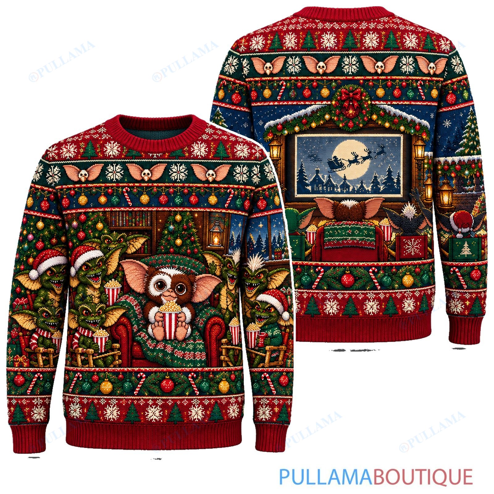 Gremlins Christmas Movie Night ugly christmas sweater