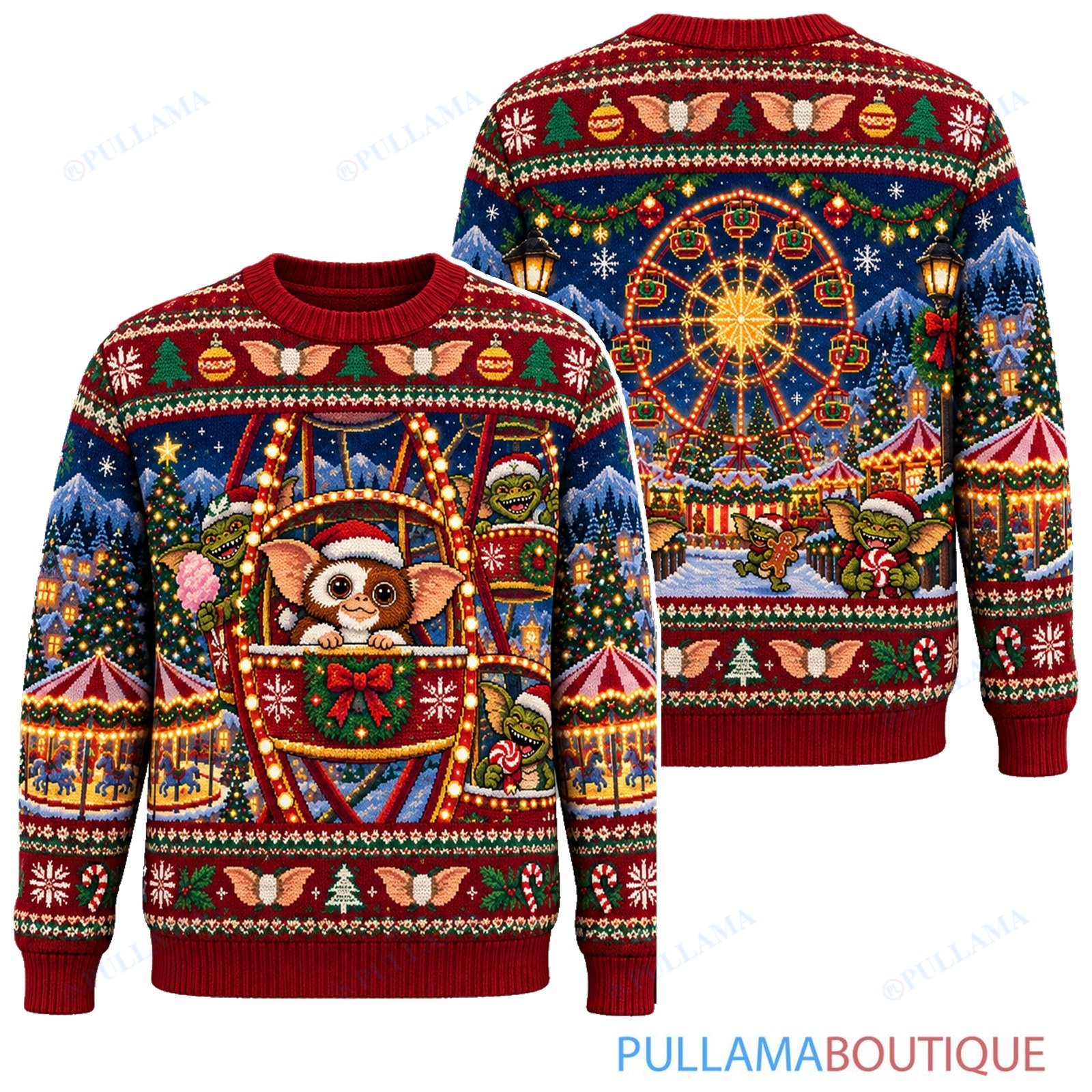 Gremlins Holiday Ferris Wheel ugly christmas sweater