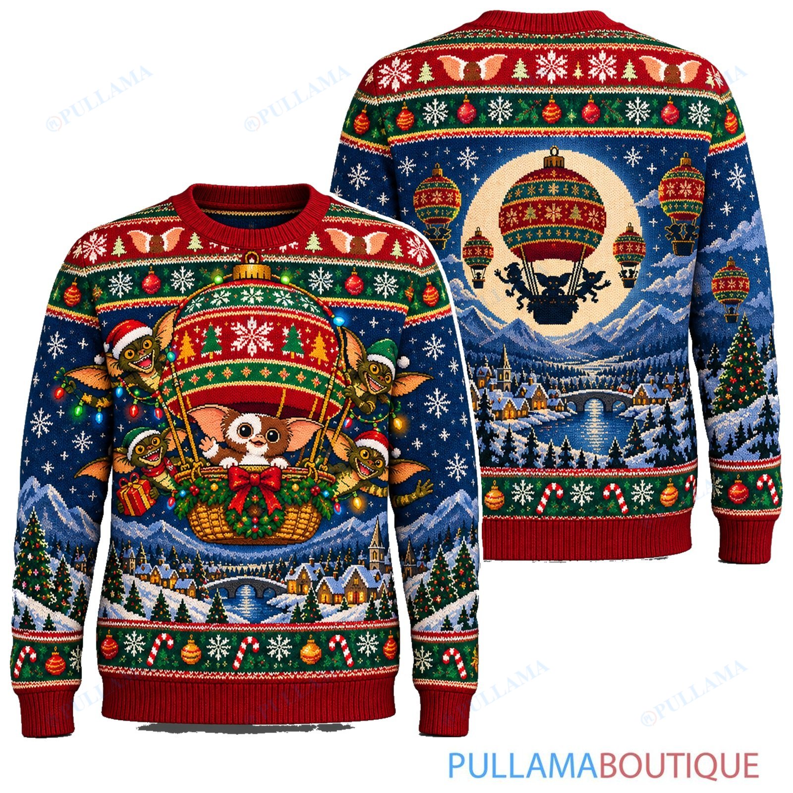 Gremlins Holiday Hot Air Balloon ugly christmas sweater