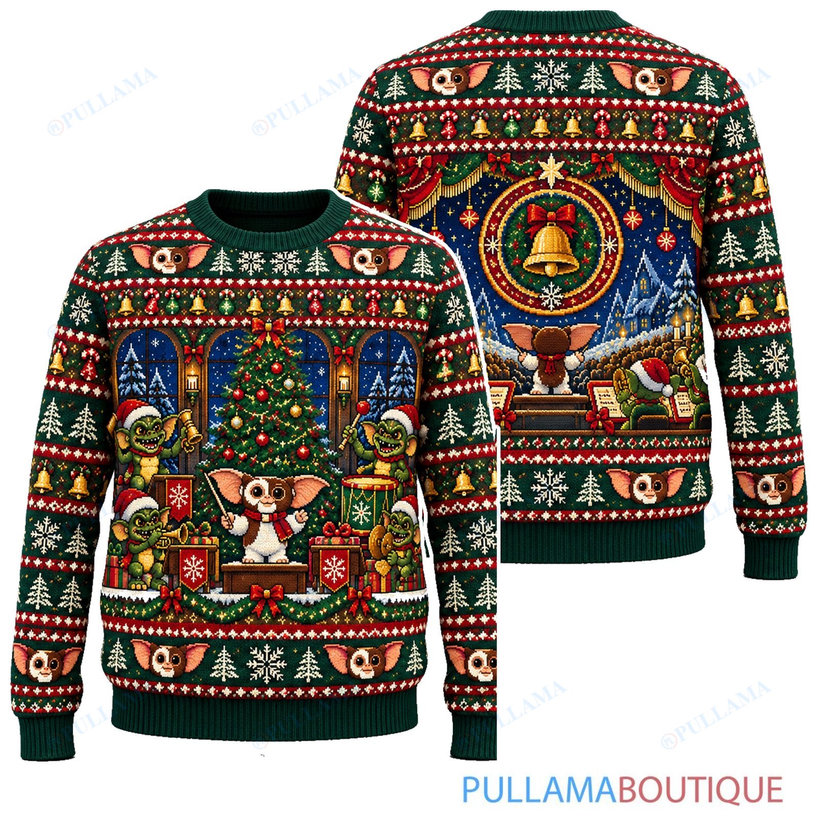 Gremlins Christmas Bell Choir ugly christmas sweater