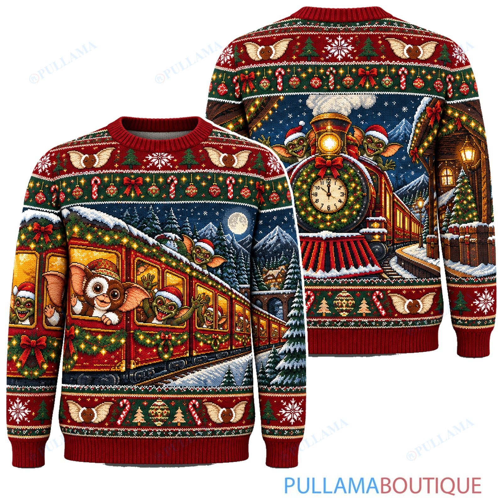 Gremlins Christmas Express Train ugly christmas sweater