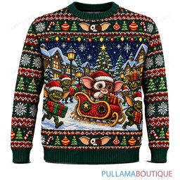 Gremlins Santa Sleigh Ride ugly christmas sweater