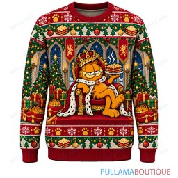 Garfield Christmas King Throne ugly christmas sweater