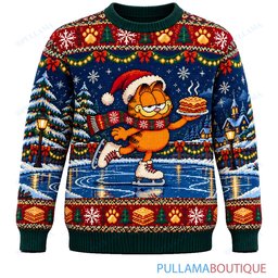 Garfield Holiday Ice Skating ugly christmas sweater