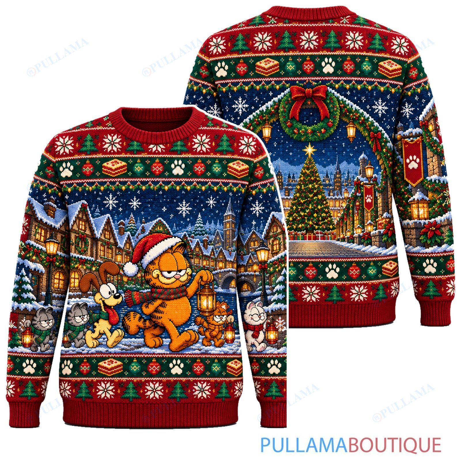 Garfield Christmas Lantern Walk ugly christmas sweater