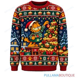 Garfield Lasagna Christmas Tree ugly christmas sweater