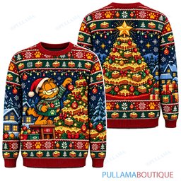 Garfield Lasagna Christmas Tree ugly christmas sweater