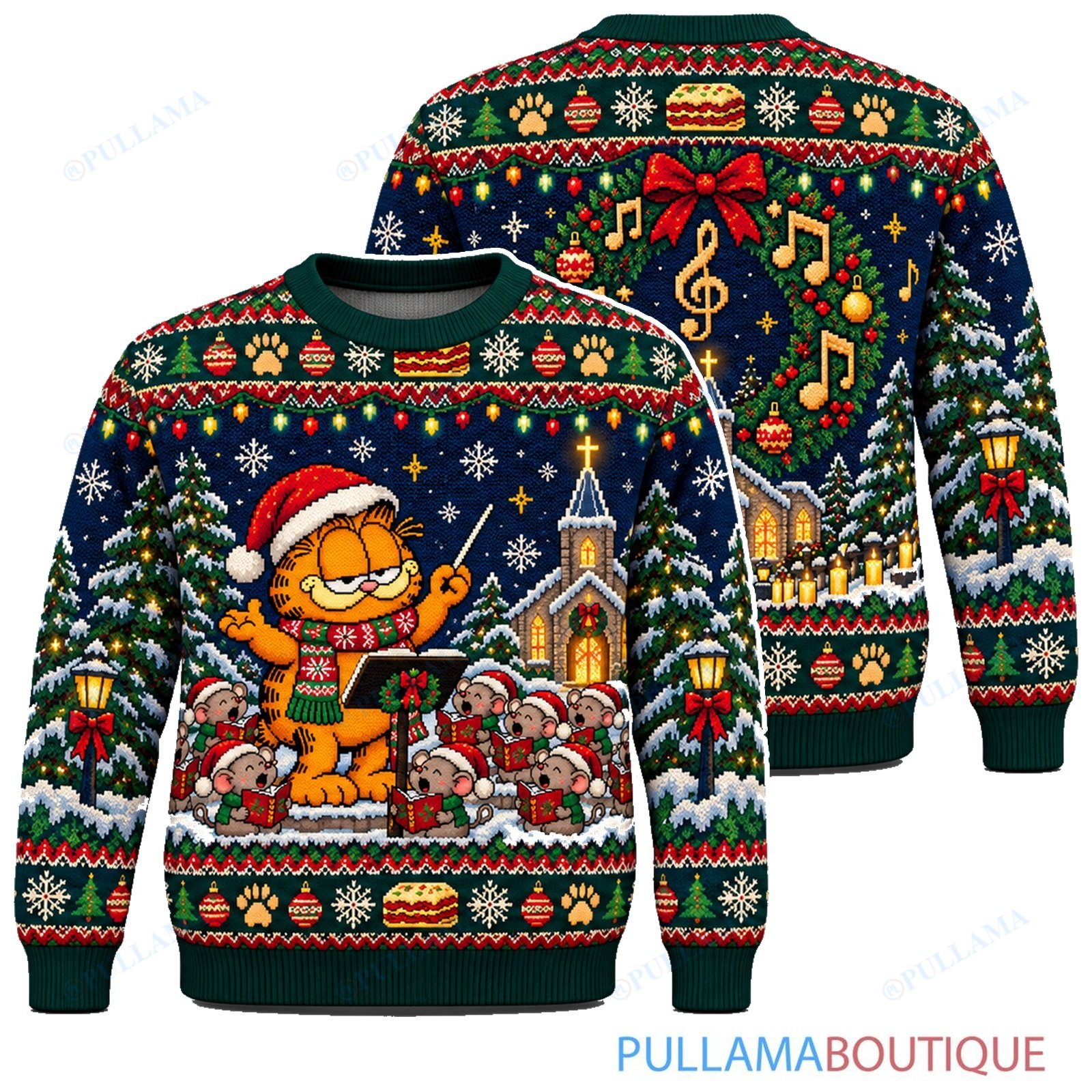 Garfield Christmas Carol Choir ugly christmas sweater