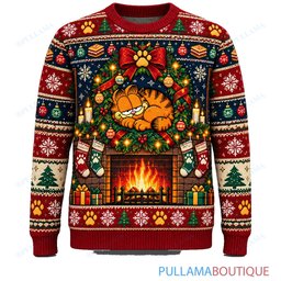 Garfield Christmas Wreath Nap ugly christmas sweater