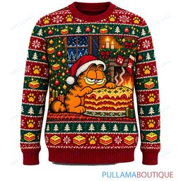 Garfield Christmas Lasagna Feast ugly christmas sweater